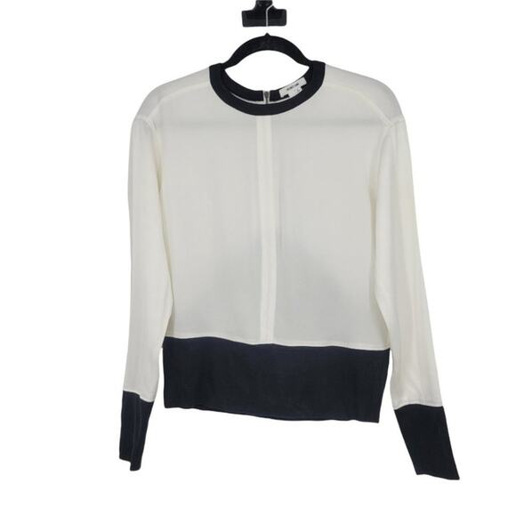 Helmut Lang Zipper Back Black and White Colorblock Blouse Top Size P/XS - Picture 2 of 7